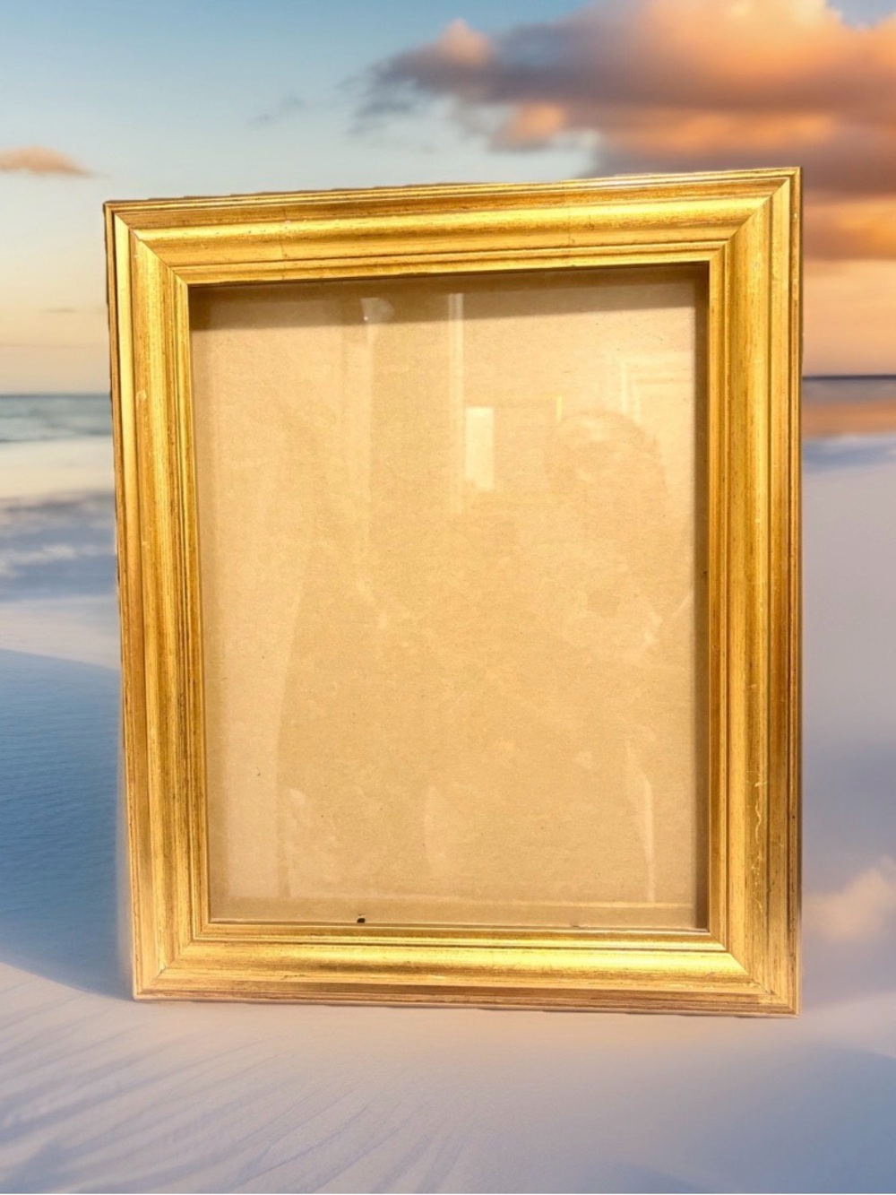 17x14" Classic Gold Tiered Beveled Wood Picture Frame Gilded Metallic Art